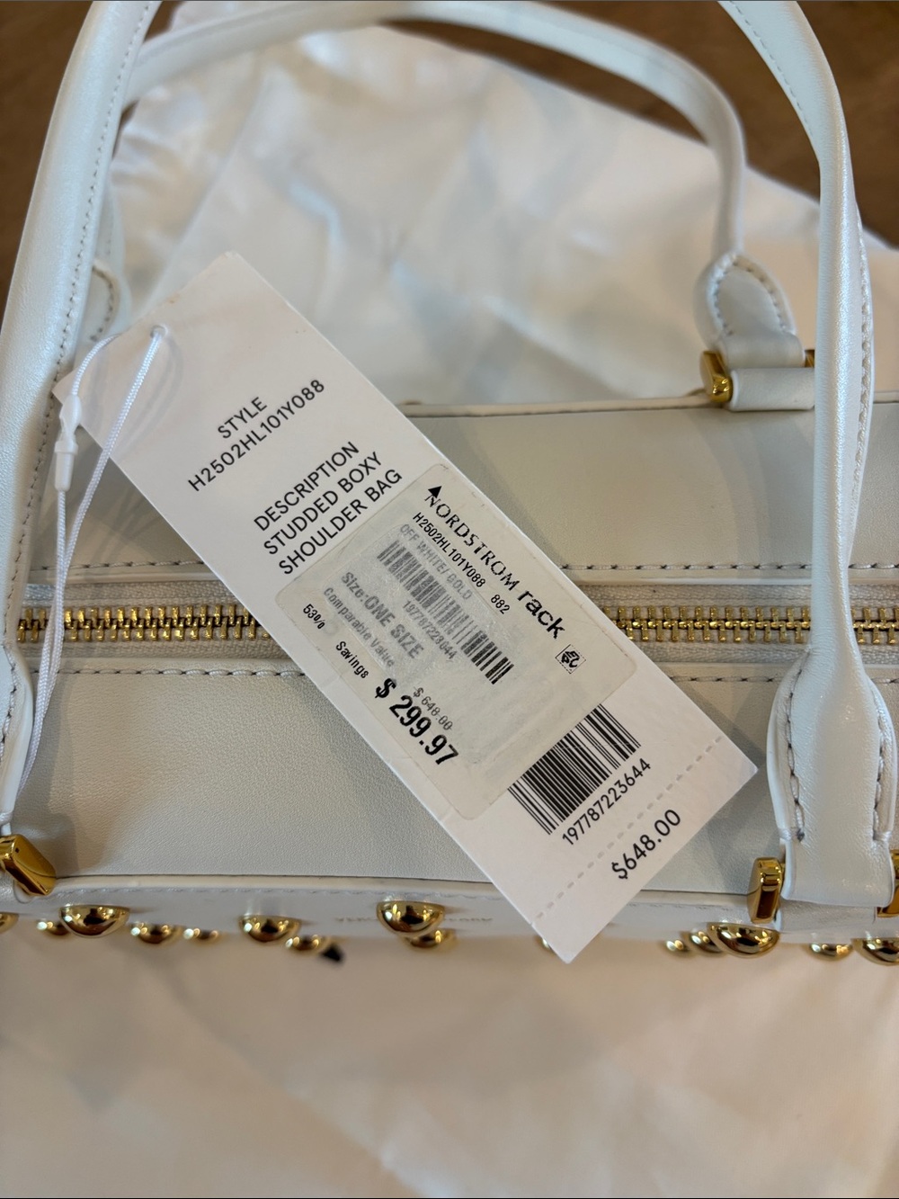Veronica Beard Studded Boxy Leather Shoulder Bag Off-White NWT $648 Gorgeous! - Picture 12 of 12
